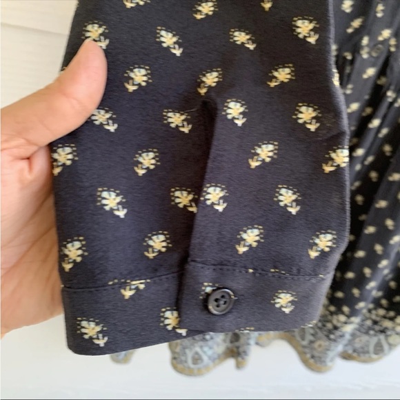 Garnett Hill Navy Blue Floral Midi Dress Size 10 Pockets Lined - Picture 5 of 13